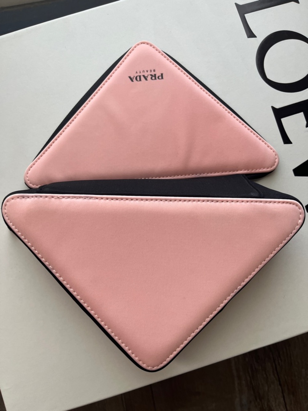 Prada Pink Triangle Cosmetic Pouch with Black Trim - Picture 4 of 4